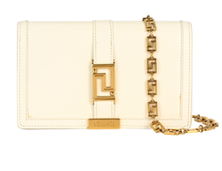 Greca Goddess Wallet On Chain, Leather, White, MII, S/DB, 2*